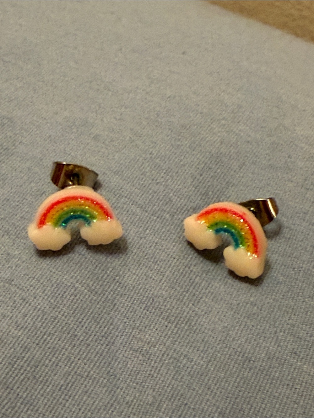 Rainbows in a cloud sparkle stud earrings